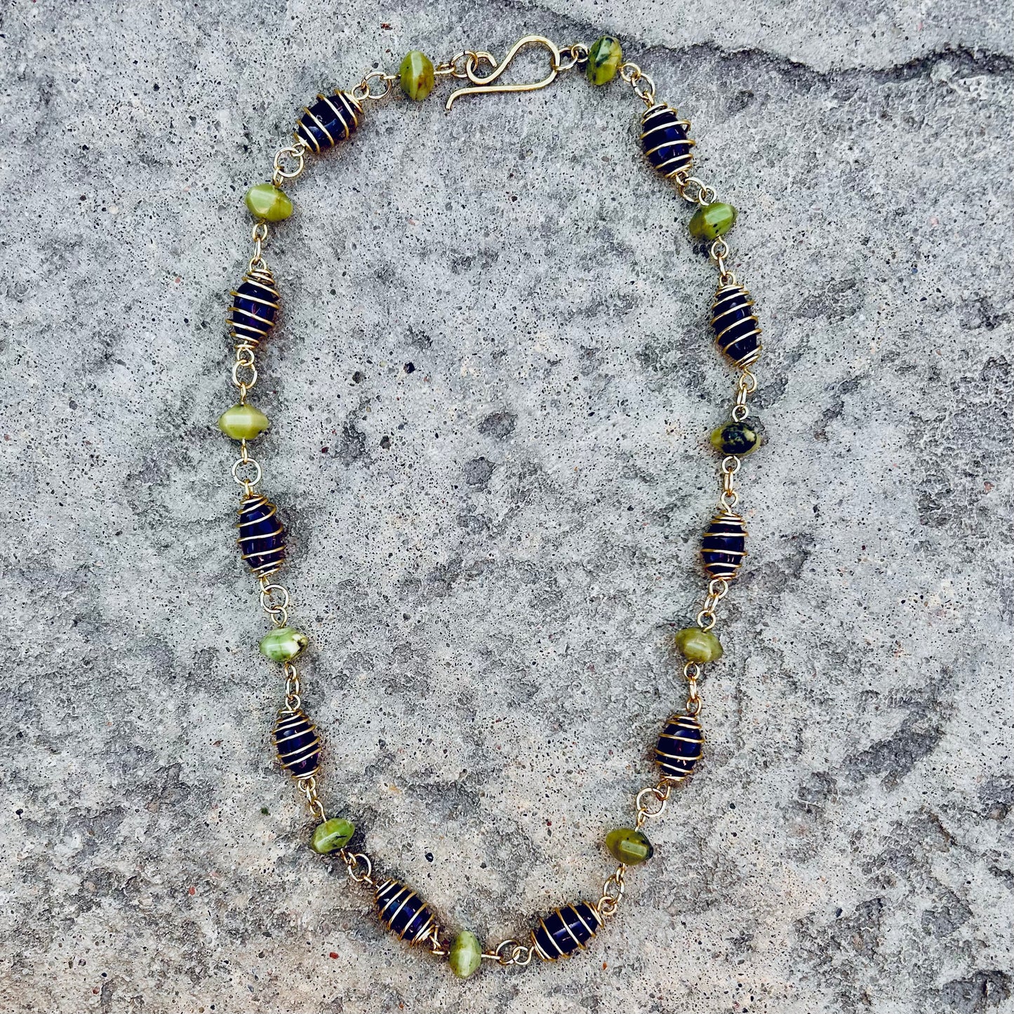 Amethyst and Serpentine Harmony Necklace