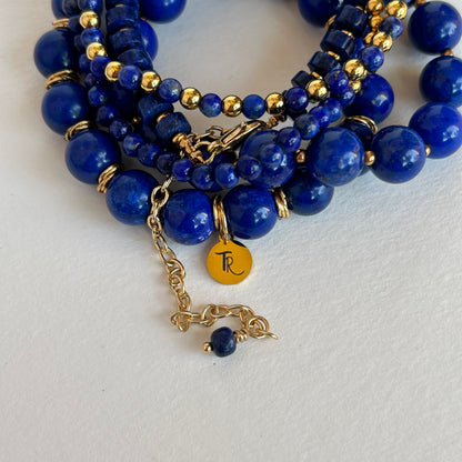 Lapis and Gold Wire Stretch Bracelet
