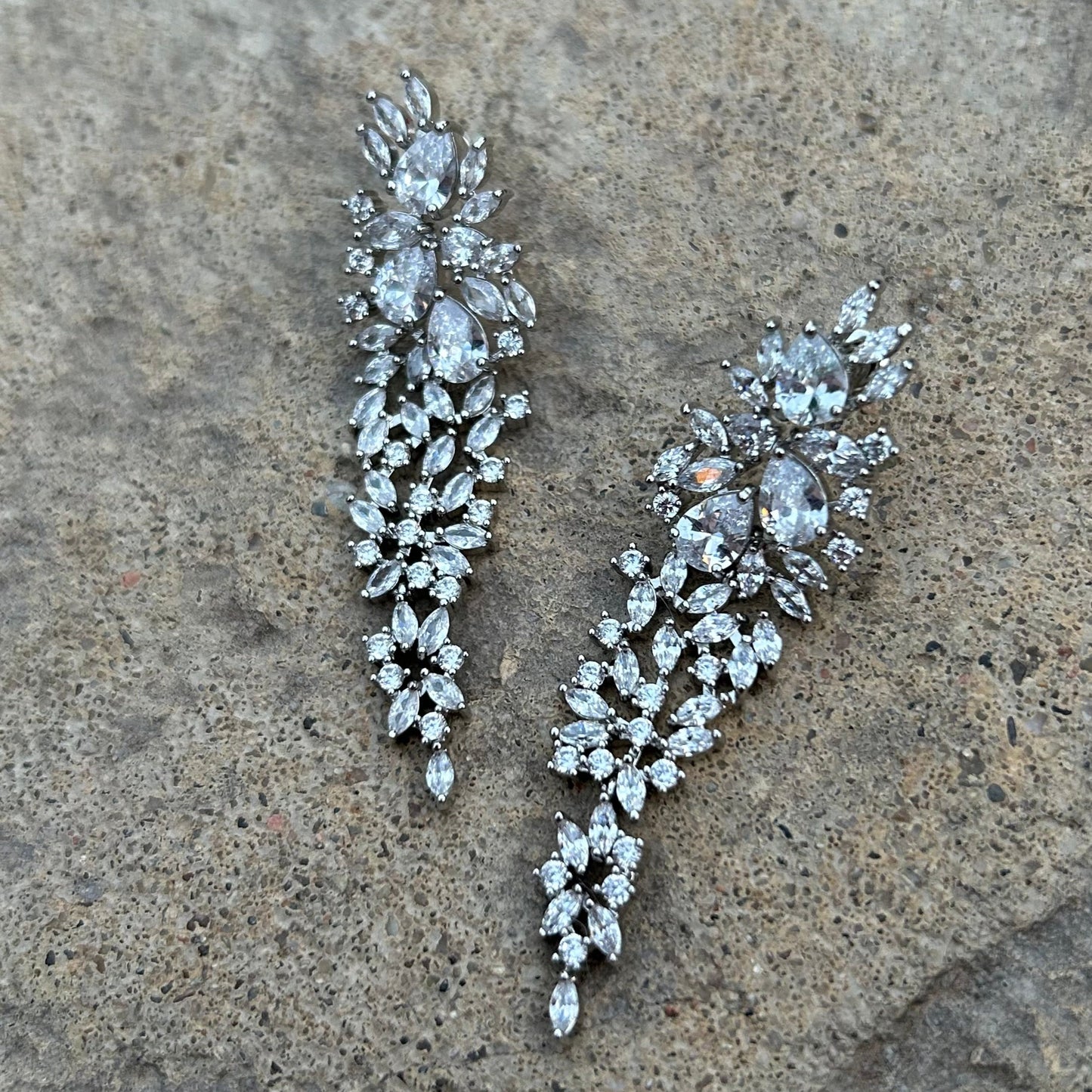 Silver Crystal Cascade Dangle Earrings
