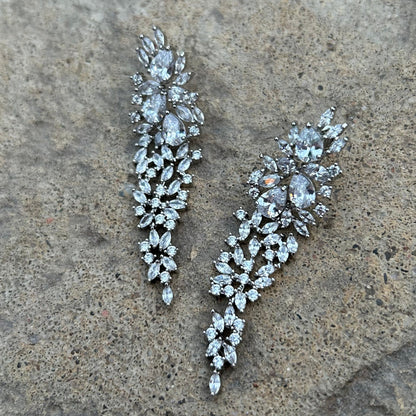 Silver Crystal Cascade Dangle Earrings