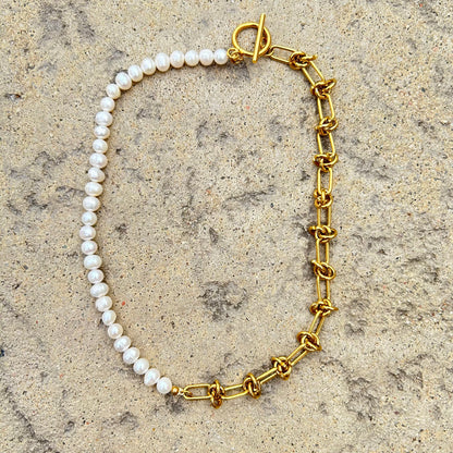 Natural Pearls and 18K Gold Plated Necklace