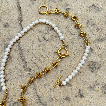 Natural Pearls and 18K Gold Plated Bracelet