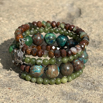 Chrysoprase Jade African Turquoise Wrap Bracelet
