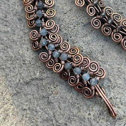 Egyptian Coil Link Bracelet Copper Aquamarine - T. Randall Jewelry