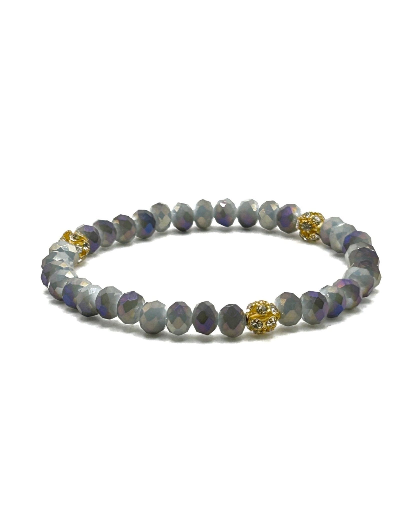 Blue Gold Crystal Beaded Stretch Bracelet - T. Randall Jewelry