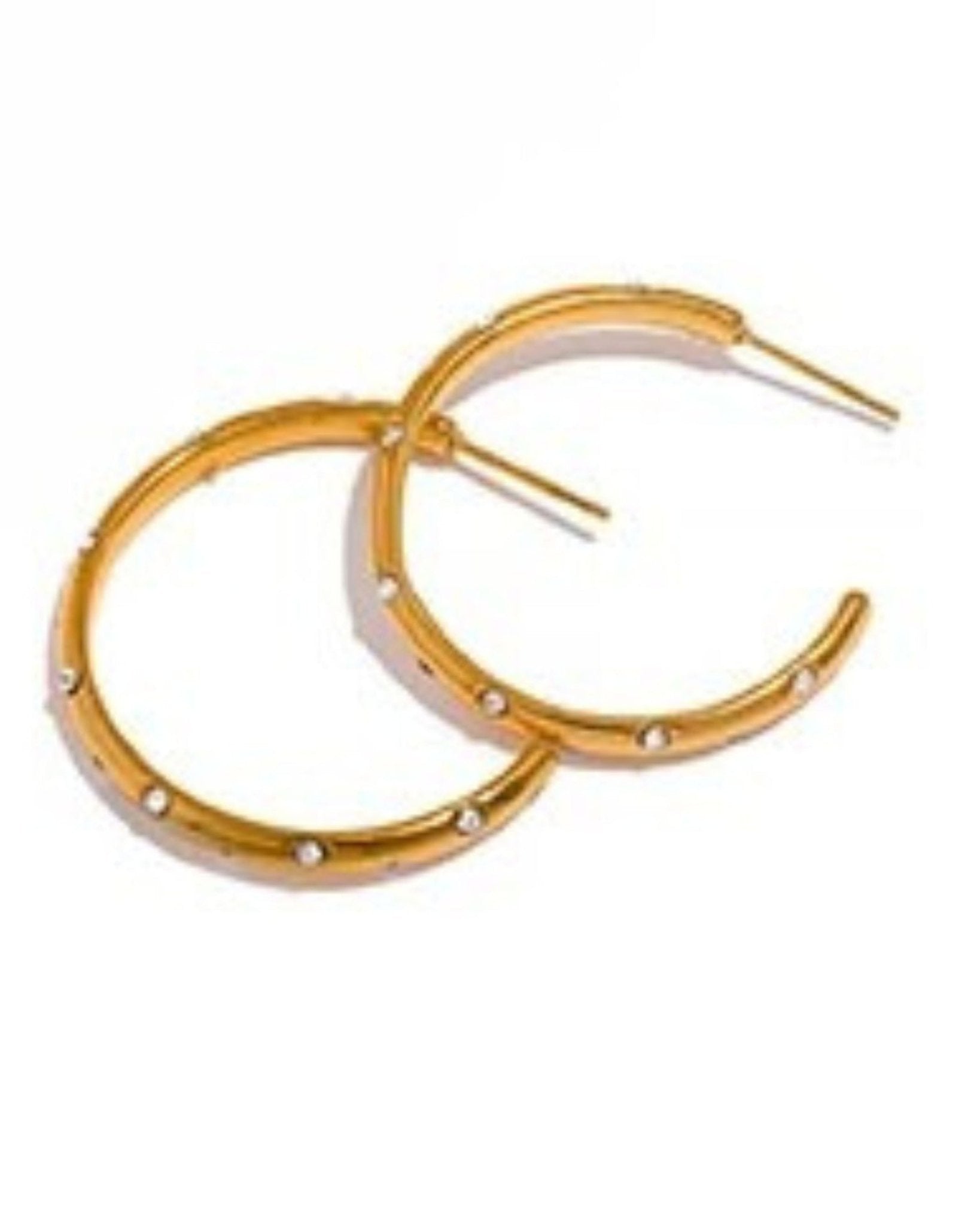 CZ Inlaid Large Half Hoop Earrings - T. Randall Jewelry