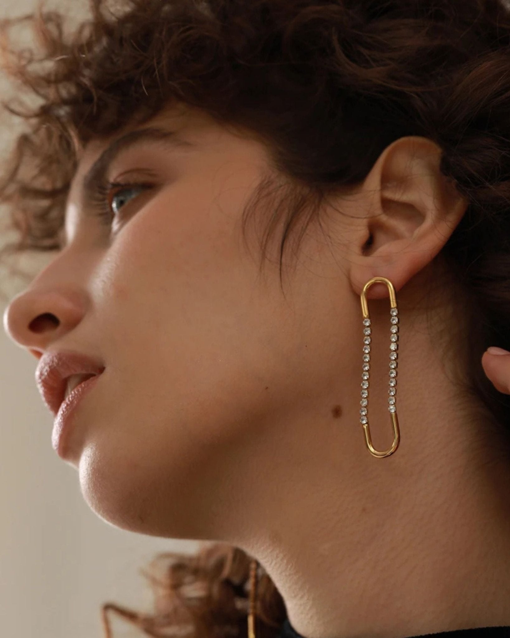 Gold Long Drop Link Earrings - T. Randall Jewelry