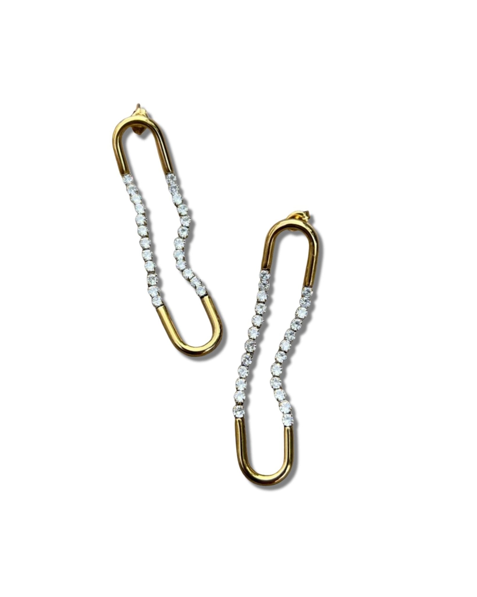Gold Long Drop Link Earrings - T. Randall Jewelry