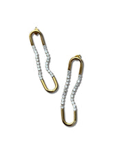 Gold Long Drop Link Earrings - T. Randall Jewelry