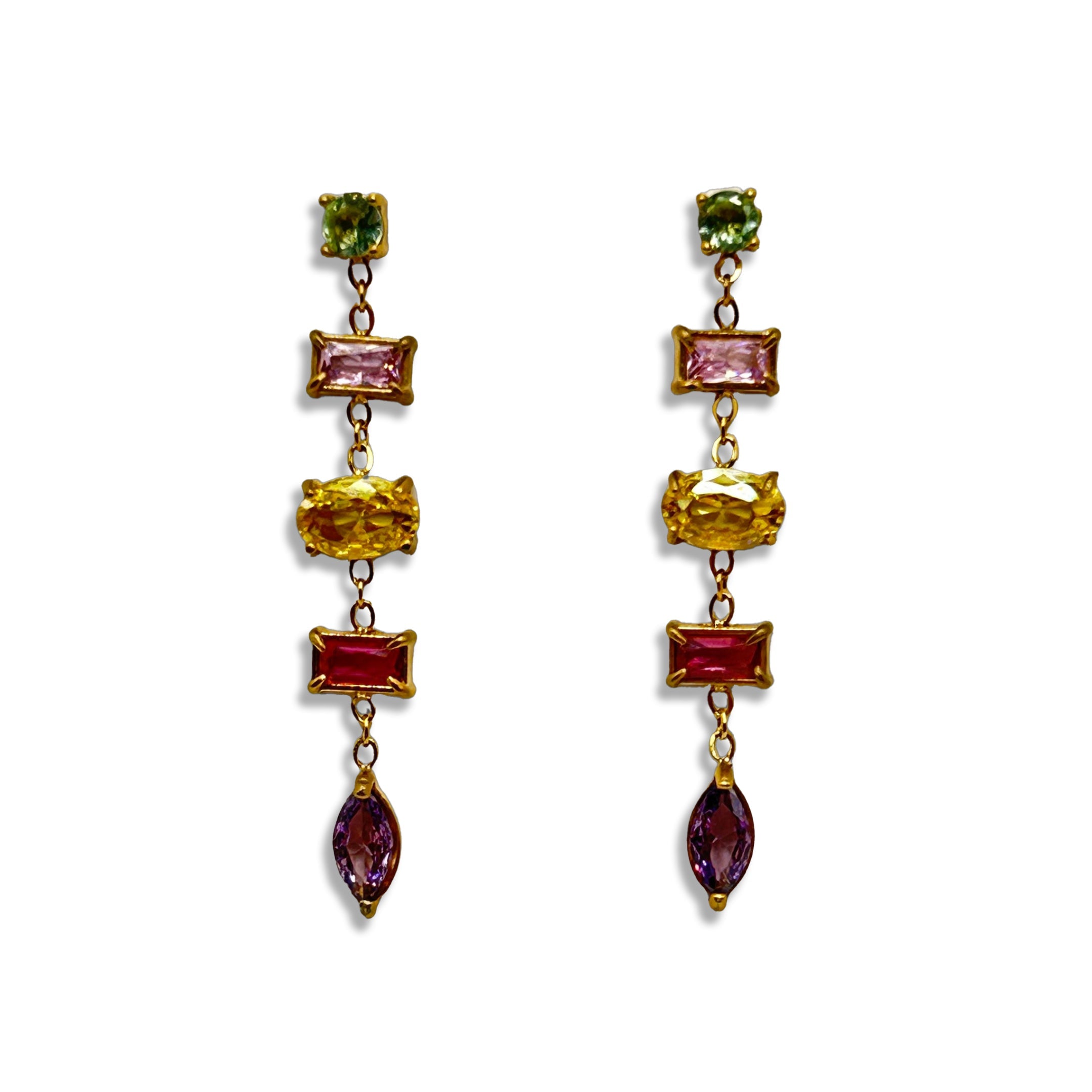 Multi - Colored CZ Dainty Drop Earrings - T. Randall Jewelry