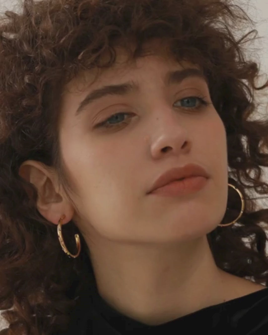 Load video: CZ Inlaid Large Half Hoop Earrings