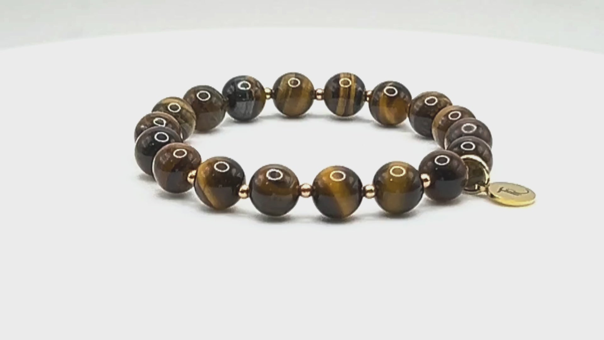 Load video: Tiger&#39;s Eye Beaded Stretch Bracelet