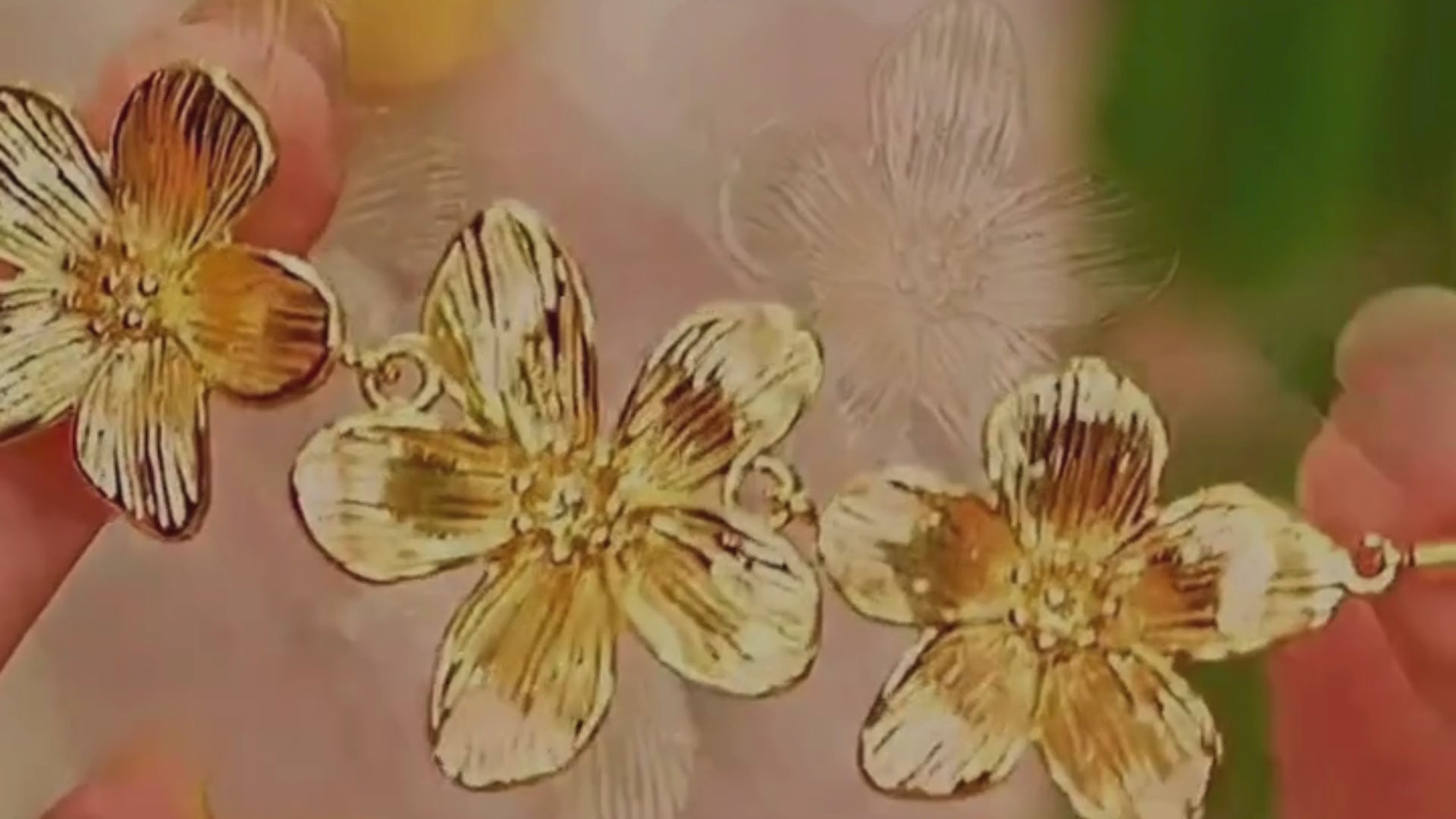 Load video: T. Randall Jewelry 18K Gold-Plated Flowers Necklace - Adjustable-20 Inch