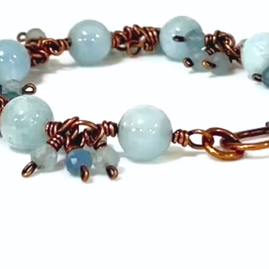 Aquamarine Copper Dangle Bracelet