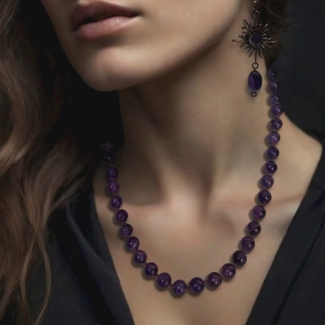 Load video: Amethyst Knotted Necklace