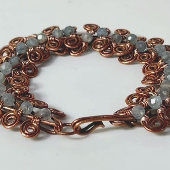 aquamarine copper egyptian coil bracelet