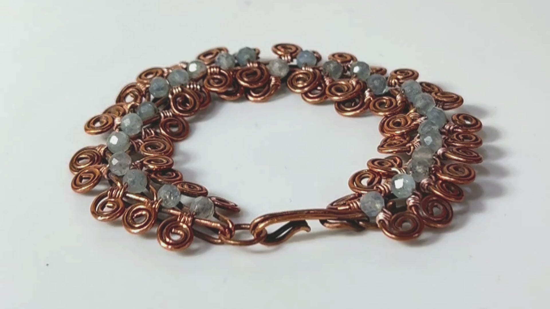 aquamarine copper egyptian coil bracelet