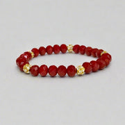 Red Crystal Gold Rhinestone Stretch Bracelet - T. Randall Jewelry