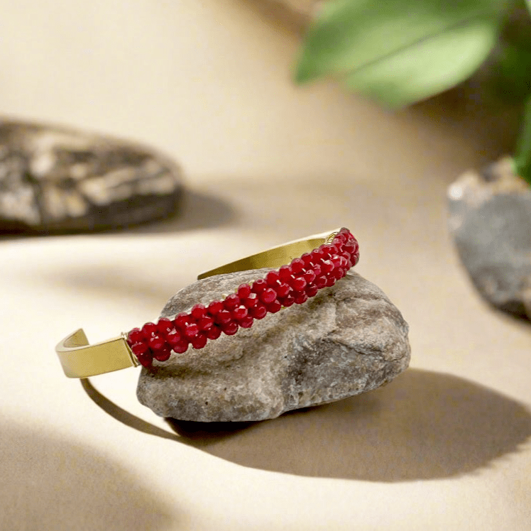 Red Crystal Wrapped Cuff Bracelet - T. Randall Jewelry