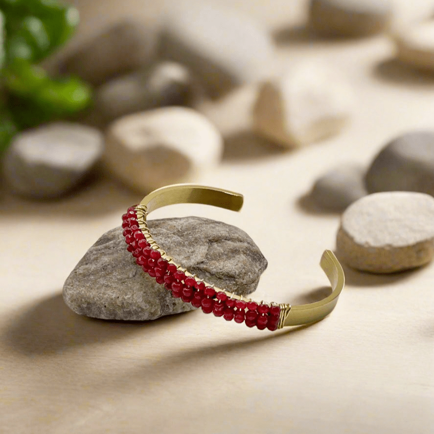 Red Crystal Wrapped Cuff Bracelet - T. Randall Jewelry