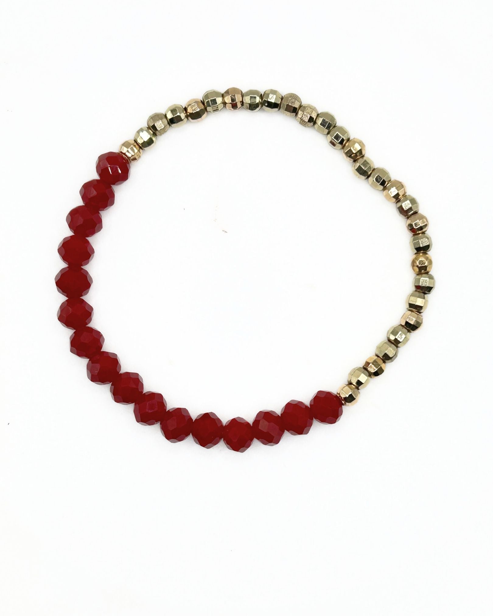 Red Faceted Crystal Stretch Bracelet - T. Randall Jewelry