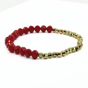 Red Faceted Crystal Stretch Bracelet - T. Randall Jewelry