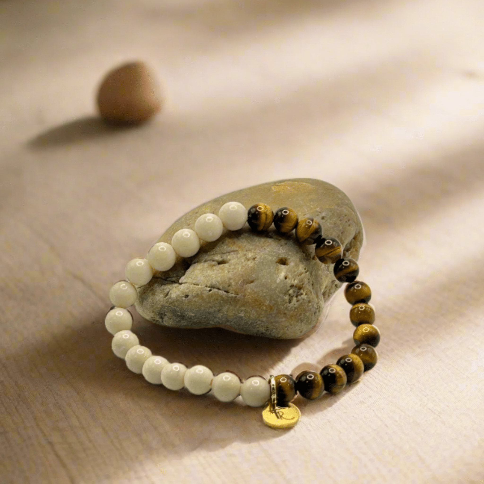 Riverstone Tiger's Eye Beaded Stretch Bracelet - T. Randall Jewelry