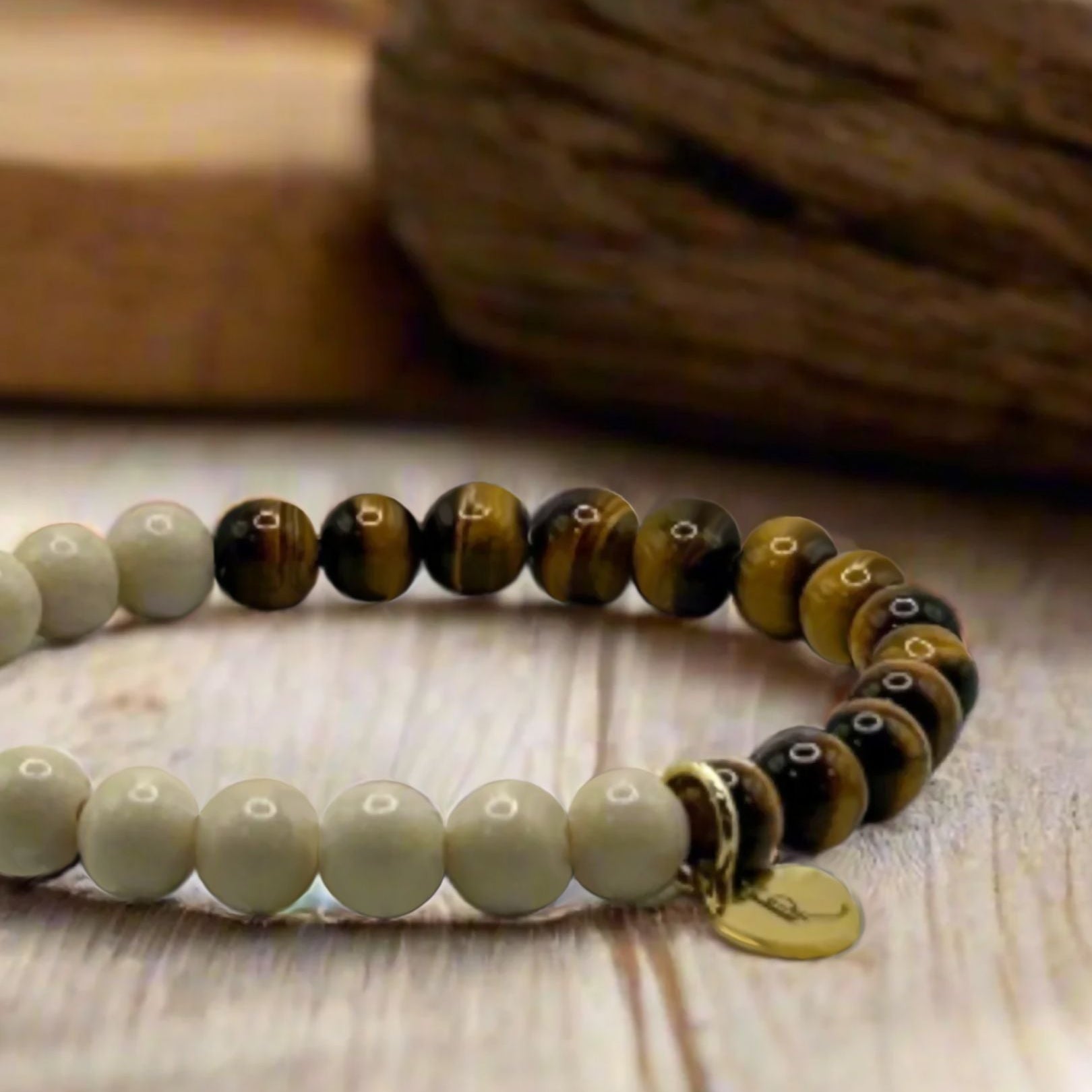 Riverstone Tiger's Eye Beaded Stretch Bracelet - T. Randall Jewelry