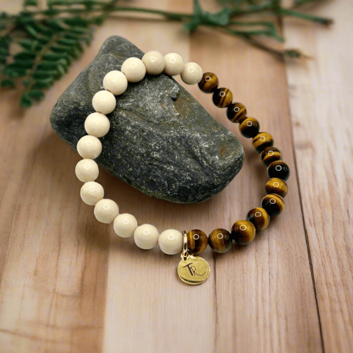 Riverstone Tiger's Eye Beaded Stretch Bracelet - T. Randall Jewelry