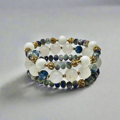 Stretchy Stack Bracelets in Arctic Frost