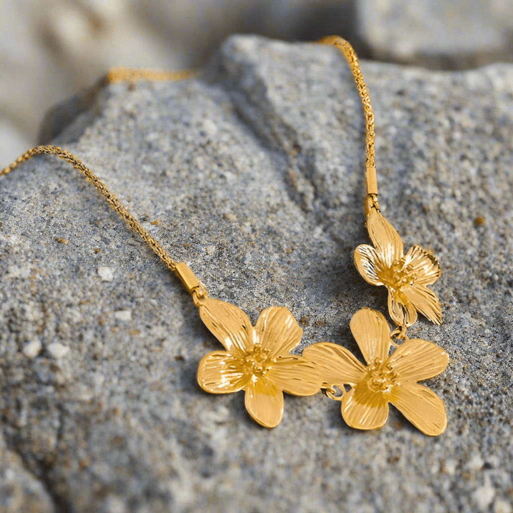 T. Randall Jewelry 18K Gold - Plated Flowers Necklace - Adjustable - 20 Inch - T. Randall Jewelry
