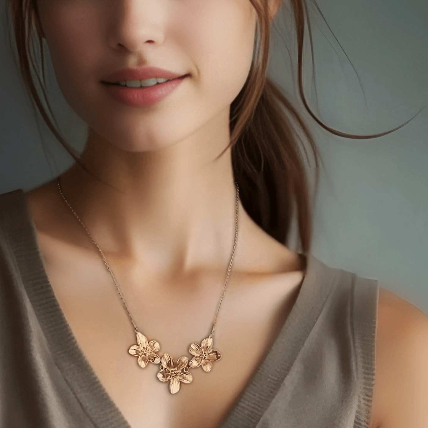 T. Randall Jewelry 18K Gold - Plated Flowers Necklace - Adjustable - 20 Inch - T. Randall Jewelry