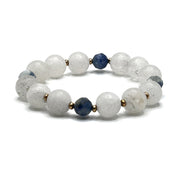 White Agate Blue Kyanite Stretch Bracelet - T. Randall Jewelry
