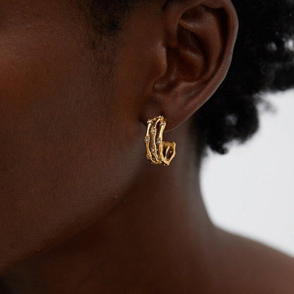 Gold Plated Semi-Circle Hoop Earrings - T. Randall Jewelry