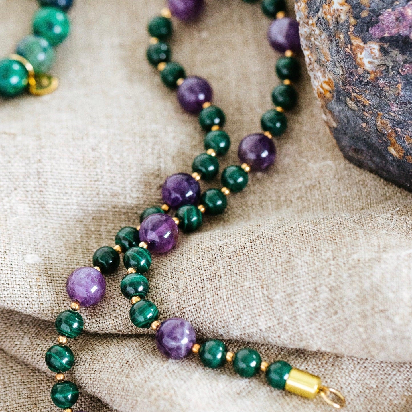 Malachite and Amethyst Collar Necklace - T. Randall Jewelry