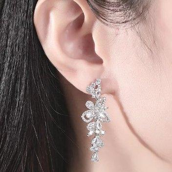 Silver Crystal Butterfly Dangle Earrings - T. Randall Jewelry